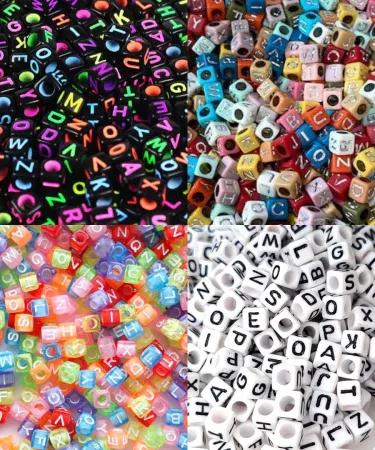 Alphabetical beads 50 pcs packet – three random categories – perfect for crafts, jewelry, and educational projects