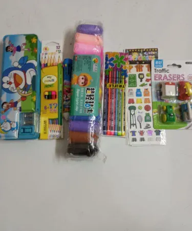 Stationery Deal for Kids combo – 7‑piece creative kit with pencil box, erasers, colors, stickers, pen, play‑dough and pencils