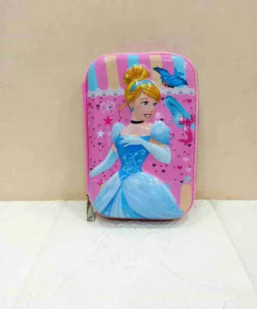 Embossed princess cartoon pencil case for girls – vibrant pink design with royal crown illustration, high‑quality embossing, perfect for school supplies