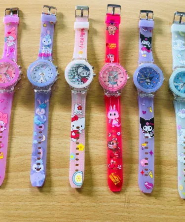 Cute Kawaii character LED wrist watch with elegant glowing lights – random design, perfect for kids and anime fans