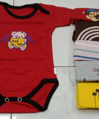 Pack of 5 mixed‑print newborn bodysuits – unisex baby onesies in soft, breathable fabric