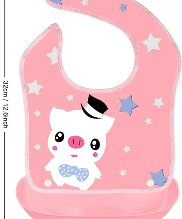 Baby bib folding plastic rubber bib napkin with soft tray – portable feeding accessory for infants, imagecaption=Compact folding baby bib with soft tray, perfect for mess‑free feeding – available on Khareedo | Kharedo.