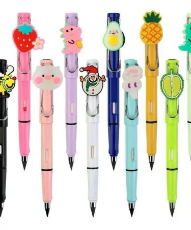 Long lasting colored pencils with cute cartoon toppers – vibrant stationery set for kids and adults