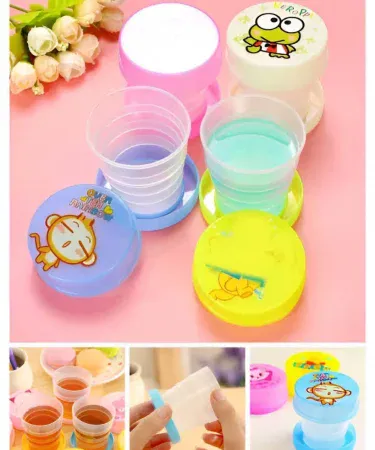 Foldable Characters Print Plastic Water Glass – colorful character‑printed, collapsible plastic cup for home and outdoor use, imagecaption=Foldable Characters Print Plastic Water Glass – perfect for everyday drinking, picnics, and space‑saving storage.