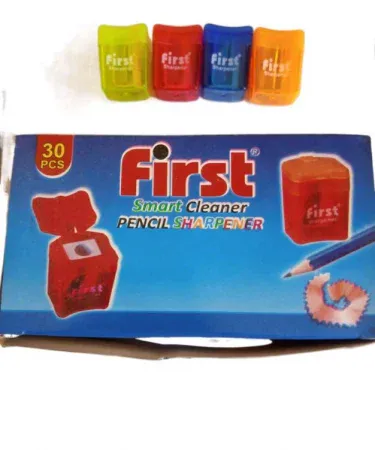 Fancy Sharpner pack of 4 colors – multi‑color pencil sharpeners in red, blue, green and black, perfect for students and office use.