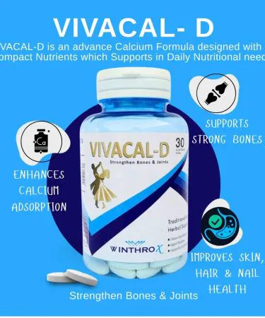 WINTHROX VIVACAL-D calcium supplement bottle with tablets, high‑resolution product image for online store