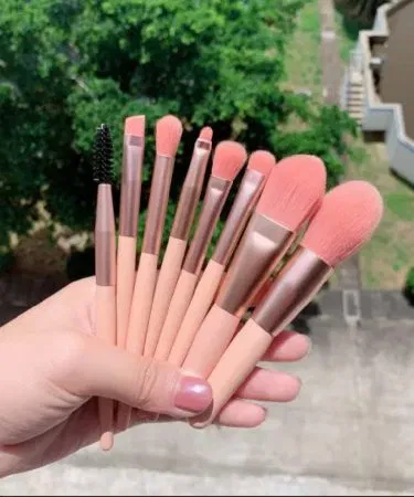 8‑Piece Mini Makeup Brush Set – compact travel beauty brushes on a white background, imagecaption=Compact 8‑Piece Mini Makeup Brush Set perfect for on‑the‑go makeup application.
