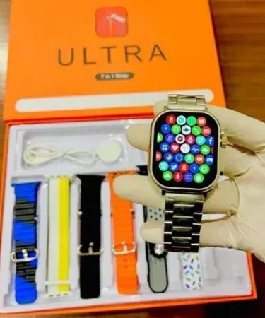 7‑Strap Ultra Smartwatch 8 – 7‑in‑1 AMOLED smartwatch with multiple colorful straps for boys and girls