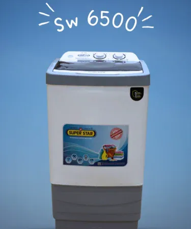 Superstar SW6500 Semi‑Auto 7‑8 kg Twin Tub Washing Machine front view, imagecaption=Superstar SW6500 Semi‑Automatic Washing Machine – Compact Twin Tub Design,