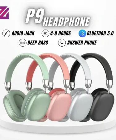 P9 cat ear LED wireless headphones for kids – pink and blue over‑ear Bluetooth headset with microphone