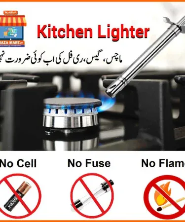 Spark Lighter electronic stove lighter stainless steel kitchen gas stove lighter battery free, imagecaption=Spark Lighter – Battery‑free electronic stove lighter for gas stoves, available on Khareedo,