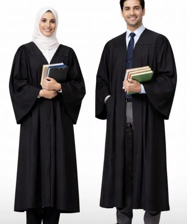 Premium Black Teacher Gown for Men & Women – Academic Graduation Style Robe, School & Madrasa Uniform Gown