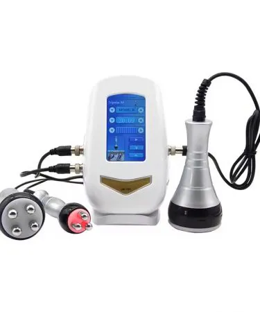 40K Cellulite Burning Body and Face Radiofrequency Machine with Ultrasonic Cavitation and Red Light Therapy, shown on a sleek white surface with glowing LEDs