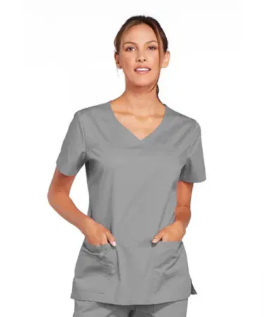 Unisex Grey OT Doctors Scrub Suit with V‑shape design, high‑quality hospital uniform for medical staff,