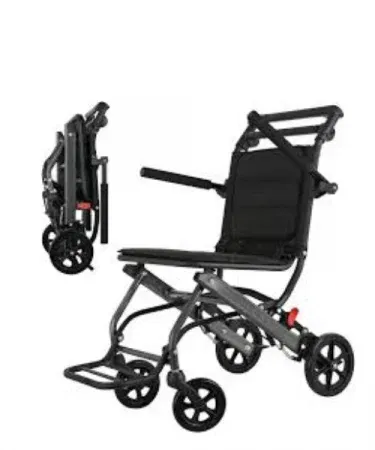 Imported Lightweight Transport Chair – Ultralight Portable Travel Wheelchair with Handbrake – Aluminum Alloy Fancy Wheelchair for Patients