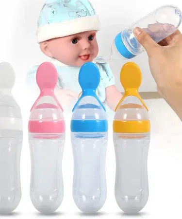 Soft silicone baby feeding spoon with easy‑grip handle, BPA‑free, suitable for infants and toddlers – vibrant colors, portable design.