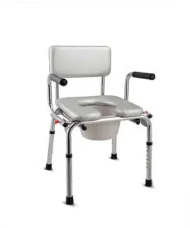 High‑quality stainless steel foldable commode chair for elderly and heavy patients, imagecaption=Portable, height‑adjustable stainless steel commode chair with handles for home and medical use,