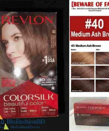 Revlon Hair Color Silk Medium Ash Brown 40 tube – vibrant ash brown shade , imagecaption=Revlon Silk Medium Ash Brown 40 – perfect for a natural ash brown look ,