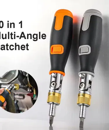 Portable 10‑in‑1 ratchet screwdriver set with hidden head and multi‑angle capability , imagecaption=Compact multifunctional screwdriver ideal for home, automotive, and crafting projects ,
