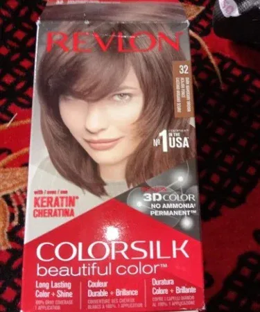 REVLON Silk Dark Mahogany Brown Hair Color 32 bottle, imagecaption=REVLON Silk Dark Mahogany Brown Hair Color 32 – Available at Khareedo & Kharedo.