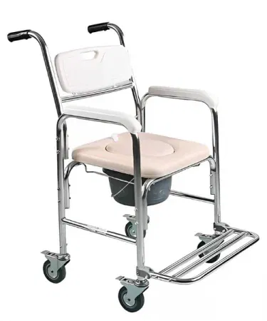 3 in 1 commode chair, wheelchair and shower chair – portable toilet seat with wheels for patients