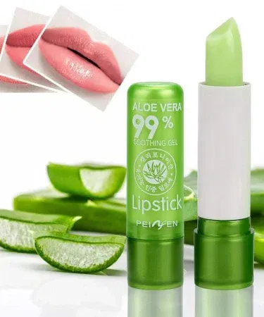 A sleek tube of Aloe Vera Lip Balm showcasing natural aloe extract, soothing and moisturizing for soft, healthy lips