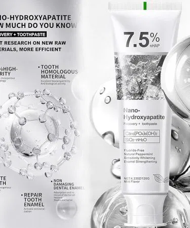 7.5% Hydroxyapatite Toothpaste – fluoride‑free gentle mint paste for sensitive teeth, enamel strengthening and repair