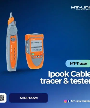 MT‑LINK Ipook Cable Tracer (MT TRACER) showing device, LED display, flashlight and accessories, imagecaption=MT‑LINK Ipook Cable Tracer – MT TRACER with intelligent circuit, line scanning and adjustable sensitivity.