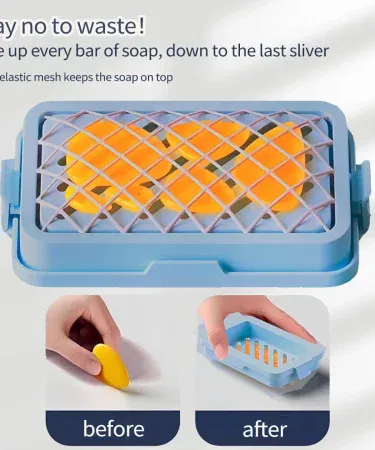 Mesh Soap Box – portable drain design soap holder for bathroom and travel , imagecaption=Stylish mesh soap holder with drainage holes, perfect for home use or on‑the‑go ,