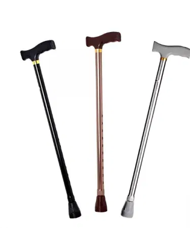 Lightweight adjustable aluminium walking stick with ergonomic handle and anti‑slip rubber base for seniors