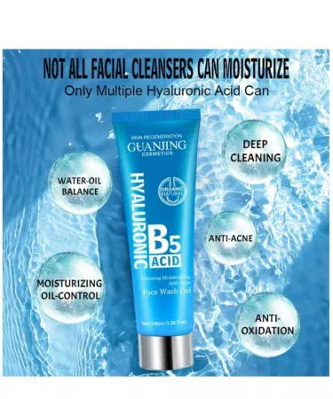 Guanjing Hyaluronic B5 Acid Face Wash Gel 100ml – Hydrating facial cleanser with hyaluronic acid and vitamin B5 for smooth, glowing skin