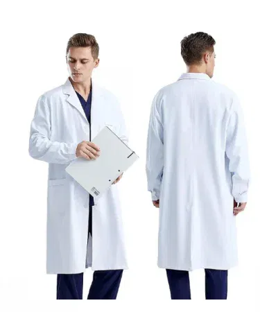 White Apron Lab Coat for Doctors and Students – Premium Medical Science Coat, high‑quality white lab coat with front pockets, suitable for hospitals and laboratories. , imagecaption=Premium White Lab Coat – Ideal for doctors, medical students, and lab technicians, available now on Khareedo & Kharedo. ,