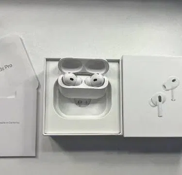 White Air Pods Pro 2 wireless earbuds with charging case, Type‑C cable and extra ear tips,