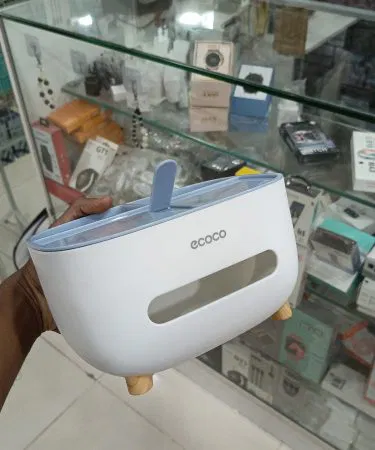 Ecoco compact tissue box perfect for makeup tables and desks, sleek white design, easy to place on any surface