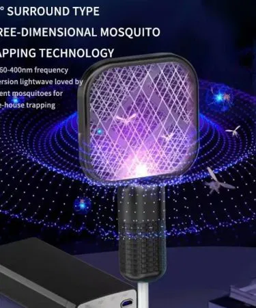 Portable Electric Mosquito Swatter ABS 5W Multicolor in black, white, pink and multicolor – lightweight, rechargeable mosquito zapper, perfect for indoor and outdoor use, imagecaption=Portable Electric Mosquito Swatter ABS 5W Multicolor – buy now from Khareedo | Kharedo with Check‑on‑Delivery service,