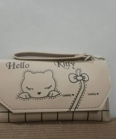 Stylish multi‑color hand clutch wallet with cute cartoon print and zipper closure – perfect for women’s everyday use