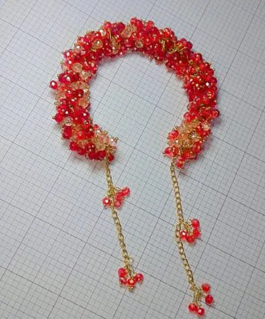 Handmade red crystal GAJRA training bracelet for girls with golden chain – premium quality, imagecaption=Elegant GAJRA red crystal training bracelet – perfect for daily wear and gifting ,