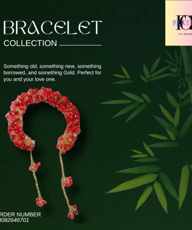 Handmade red crystal GAJRA training bracelet for girls with golden chain – premium quality, imagecaption=Elegant GAJRA red crystal training bracelet – perfect for daily wear and gifting ,