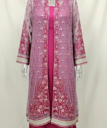 Fancy Gown Dress – large size set with shirt, trouser, gown and dupatta, elegant embroidery, perfect for festive occasions