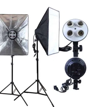 2‑set softbox lighting combo with 7‑ft stands – portable photography and videography kit, imagecaption=Softbox Light Combo Pack – perfect for studio and on‑location shoots,