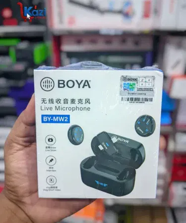 Boyaa MW2 Wireless Lavalier Microphone with transmitter and clip‑on mic for vlogging and streaming , imagecaption=Boyaa MW2 wireless lavalier mic – perfect for vloggers, teachers, and podcasters – available with Khareedo | Kharedo Check‑on‑Delivery across Pakistan ,