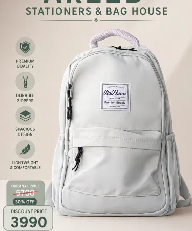 China Imported mint green college bag with multiple compartments and ergonomic shoulder straps, imagecaption=Stylish mint green backpack – perfect for students and travelers,