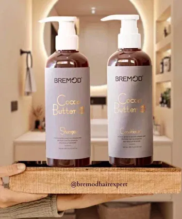 “Bremod Cocoa Butter Shampoo and Conditioner Set 400ml each – nourishing hair care product” , imagecaption=“Bremod Cocoa Butter Hair Care Set – smooth, shiny, soft hair”