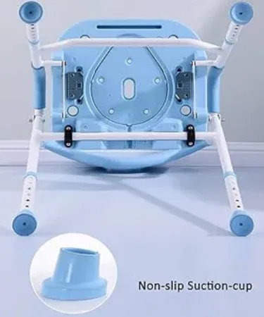 Aluminum foldable shower mobility wheelchair with handle support, lightweight and adjustable height, perfect for elderly bathroom assistance, imagecaption=Best Aluminum Foldable Shower Mobility Wheelchair – portable, rust‑resistant, and designed for safe home‑care bathing.