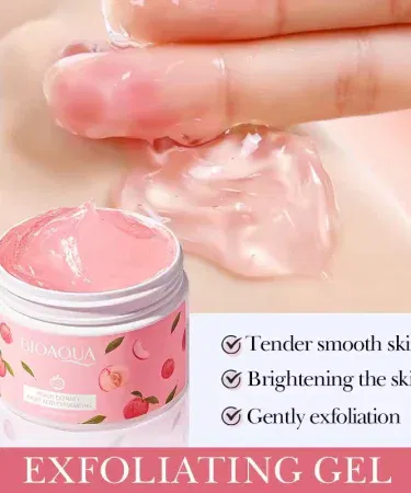 BIOAQUA Peach Whitening Brightening Facial Scrub Gel 140g – Exfoliating Peach Extract Face Scrub for Glowing Skin
