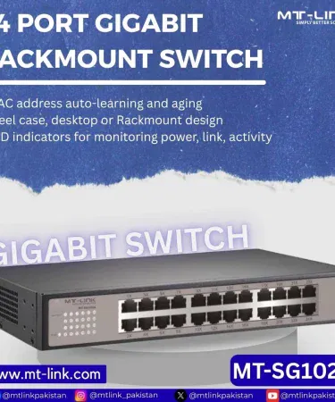 MT‑LINK 24‑Port Gigabit Desktop/Rack Mount Switch – front view showing 24 RJ45 ports