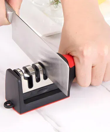 Professional Knife Sharpener – Tungsten Steel, Diamond & Ceramic Sharpening Stones for Kitchen Knives – compact, ergonomic design with three‑stage stones.
