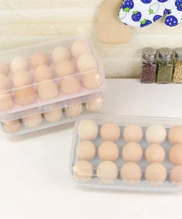 15‑grid multi‑layer plastic egg storage box with transparent lid, BPA‑free, kitchen fridge organizer