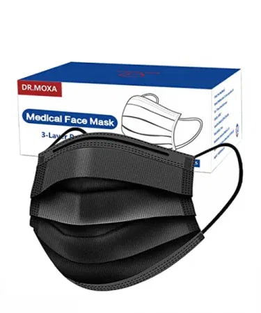 Pack of 50 three‑ply disposable face masks with elastic ear loops, breathable non‑woven fabric for daily protection