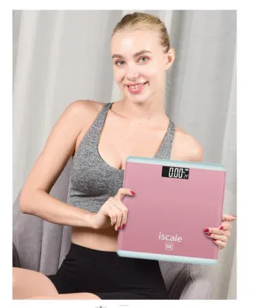 iScale Digital LCD Electronic Bathroom Weighing Scale with tempered glass surface , imagecaption= iScale Digital LCD Bathroom Scale – Accurate weight measurement for home fitness ,